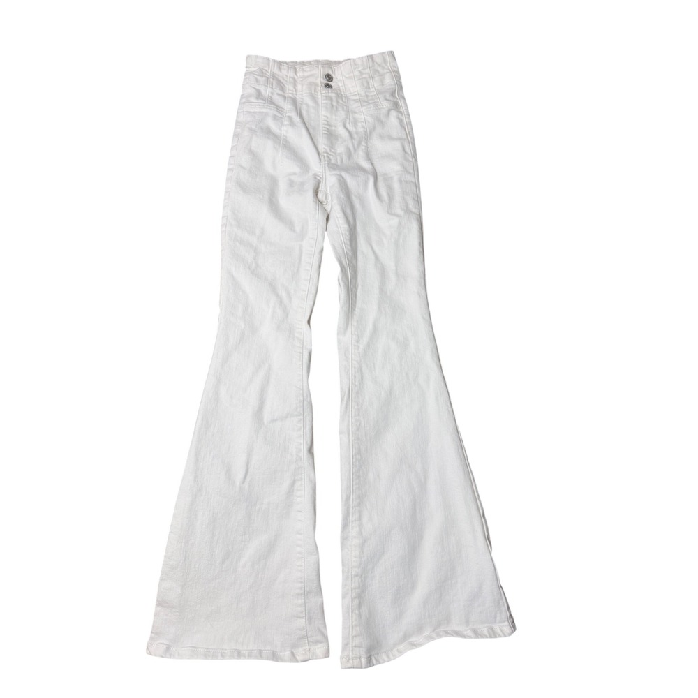 We The Free Flare Jeans Womens 27 White/Cream Good High Rise Seam Detail